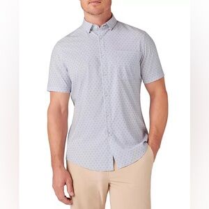 Mizzen+Main Leeward Short Sleeve Dress Shirt XL purple star floral performance